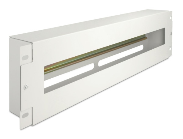 DeLOCK 19″ Schutzschalterleiste mit Abdeckung und Hutschiene 3 HE Metall grau (67034)