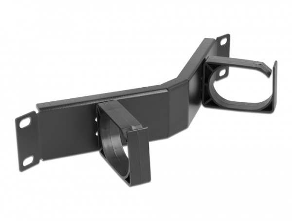 DeLOCK 10″ Kabelmanagement Rangierpanel mit 2 Bügeln gewinkelt 1 HE schwarz (66666)