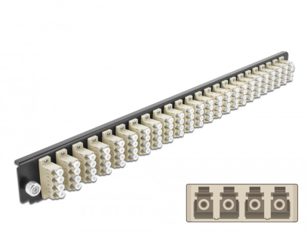 DeLOCK 19″ LWL Spleißbox Frontblende 24 Port LC Quad beige (43371)
