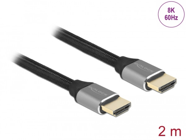 DeLOCK Ultra High Speed HDMI Kabel 48 Gbps 8K 60 Hz grau 2 m zertifiziert (83996)