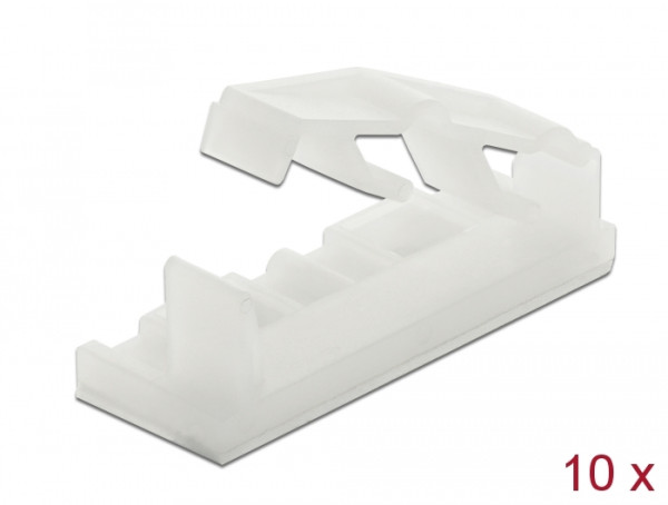 DeLOCK Flachbandkabelhalter mit Verschlussclip selbstklebend schraubbar natur 10 Stück (60179)