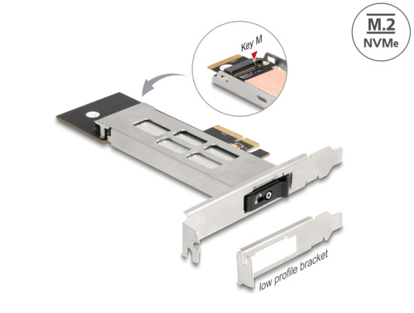DeLOCK Wechselrahmen PCI Express Karte für 1 x M.2 NVMe SSD - Low Profile Formfaktor (47028)