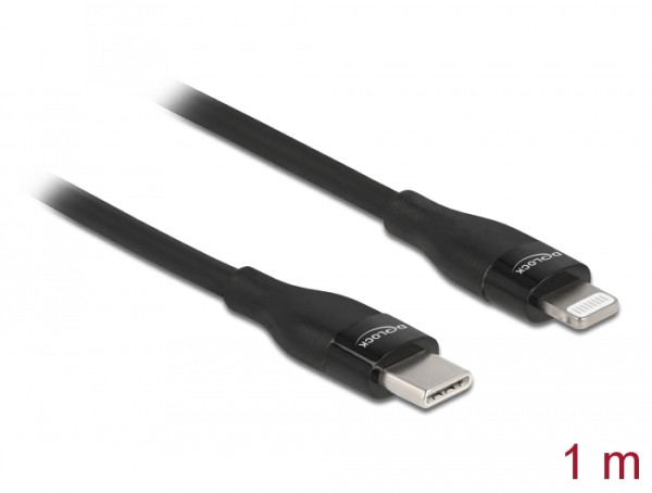 DeLOCK Daten- und Ladekabel USB Type-C zu Lightning für iPhone, iPad und iPod schwarz 1 m MFi (86637)