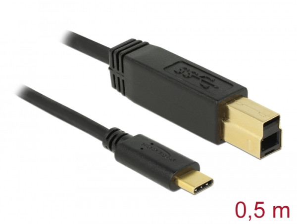 DeLOCK 83674 USB Kabel USB 3.2 Gen 2 3.1 Gen 2 0,5 m USB C USB B Schwarz (83674)