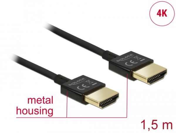 DeLOCK HDMI/HDMI, 1.5 m HDMI-Kabel 1,5 m HDMI Typ A Standard Schwarz (84772)