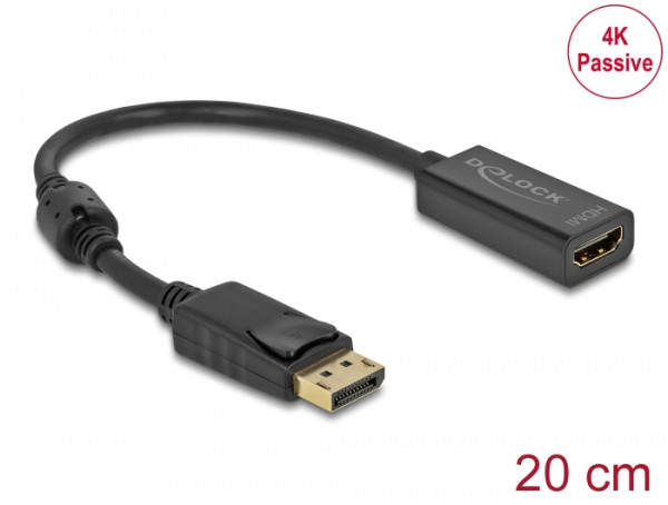 DeLOCK Adapter DisplayPort 1.2 Stecker zu HDMI Buchse 4K Passiv schwarz (63559)