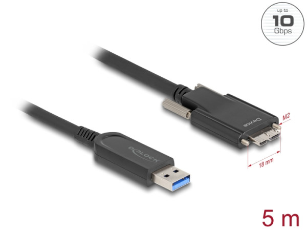 DeLOCK Aktives Optisches Kabel USB 10 Gbps Typ-A Stecker zu Typ Micro-B Stecker mit Schrauben 5 m (83211)
