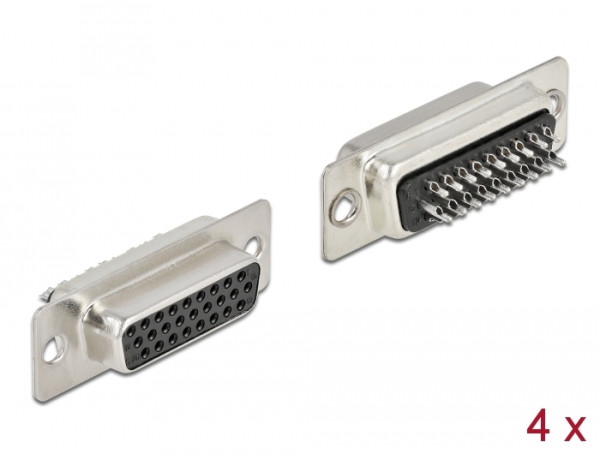 DeLOCK D-Sub HD 26 Pin Buchse Metall, Lötversion, 4 Stück (66717)