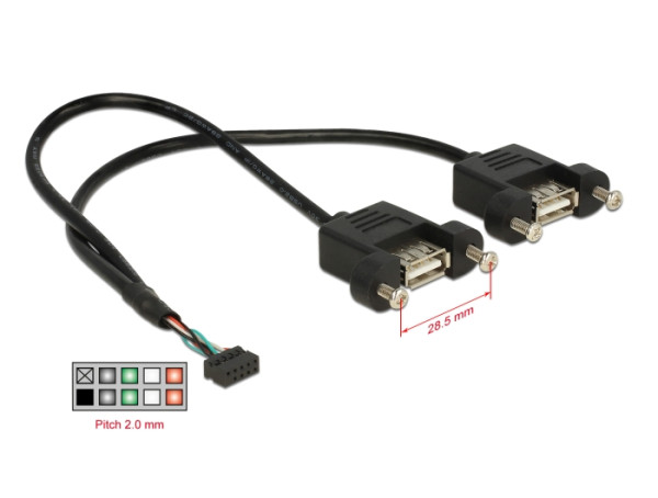 DeLOCK 84832 USB Kabel USB 2.0 0,25 m 2 x USB A Schwarz (84832)