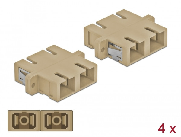 DeLOCK LWL Kupplung SC Duplex Buchse zu SC Duplex Buchse Multimode 4 Stück beige (85996)