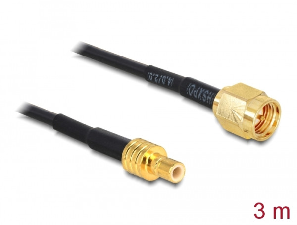 DeLOCK 88647 Koaxialkabel RG-174 3 m SMA SMB Schwarz (88647)