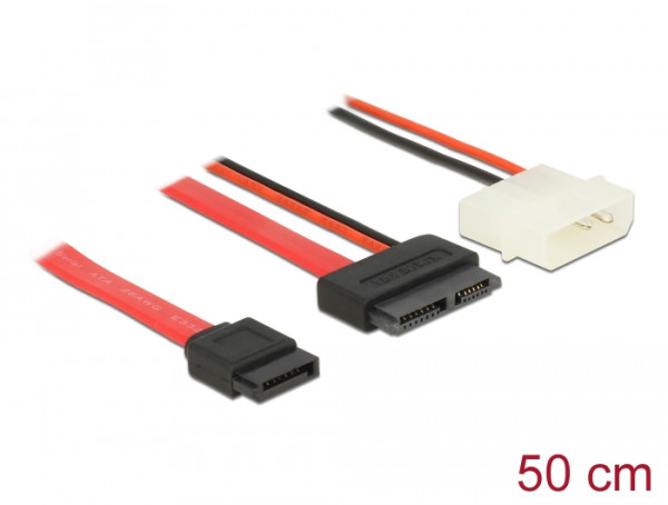 DeLOCK 84790 SATA-Kabel 0,5 m SATA 13-pin SATA 7-pin + Molex 4-pin Schwarz, Rot (84790)