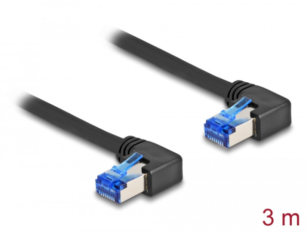 DeLOCK RJ45 Netzwerkkabel Cat.6A S/FTP rechts gewinkelt 3 m schwarz (80216)