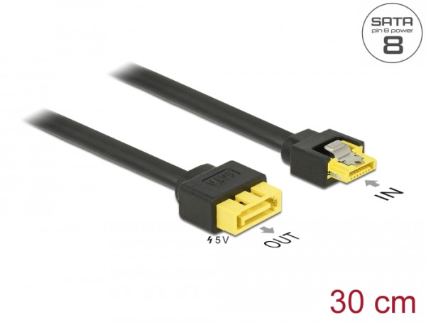 DeLOCK 0.3m, SATA/SATA 8p SATA-Kabel 0,3 m Schwarz, Gelb (84946)