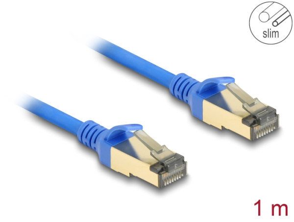 DeLOCK RJ45 Netzwerkkabel Cat.8.1 F/FTP Slim 1 m blau (80333)