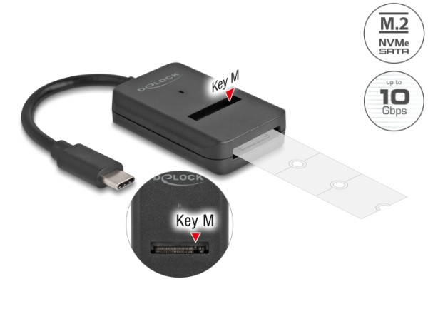 DeLOCK Combo Konverter für M.2 NVMe PCIe oder SATA SSD mit USB Type-C 10 Gbps (64198)