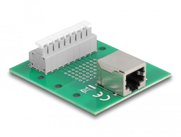 DeLOCK RJ45 Buchse zu Terminalblock mit Drucktaster für Hutschiene (66992)