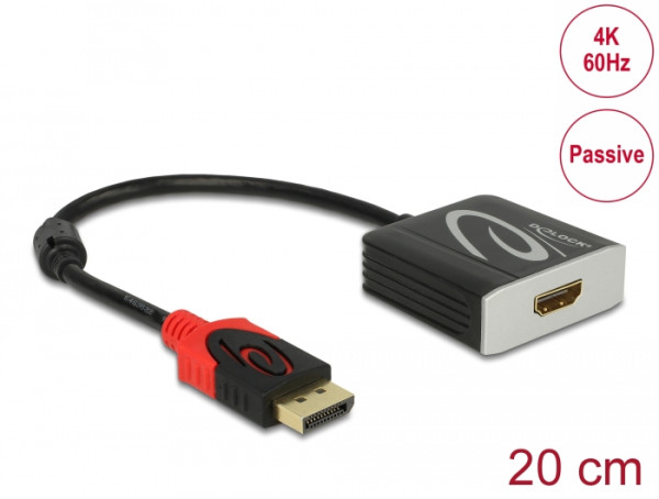 DeLOCK 0.2m, Displayport/HDMI 0,2 m Schwarz (62719)
