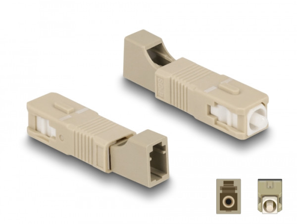 DeLOCK LWL Hybrid Kupplung SC Simplex Stecker zu LC Simplex Buchse beige (87942)