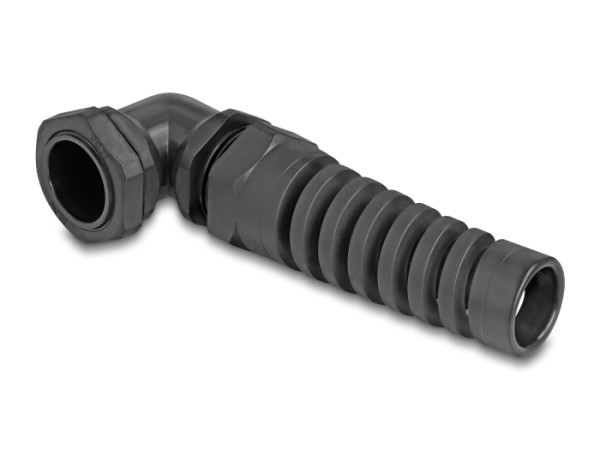 DeLOCK Kabelverschraubung mit Zugentlastung 90° gewinkelt PG21 schwarz (60589)
