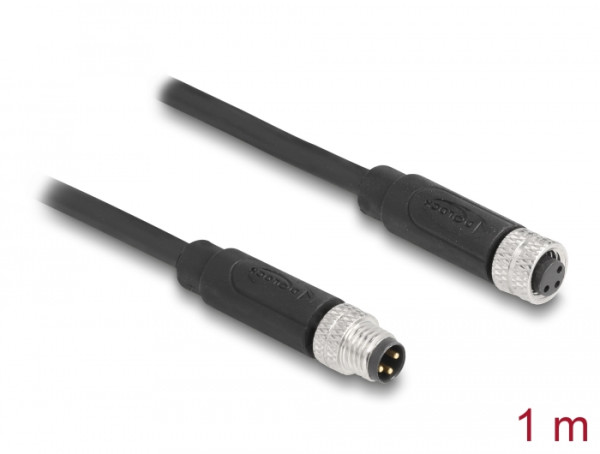 DeLOCK M8 3 Pin Kabel A-kodiert Stecker zu Buchse PUR TPU 1 m (80138)