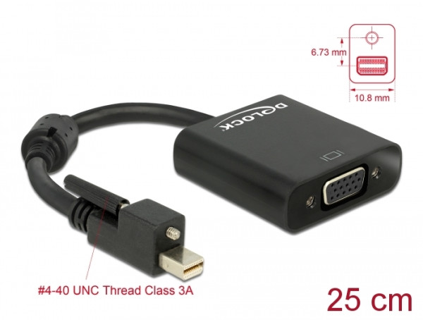 DeLOCK 62641 Videokabel-Adapter 0,25 m Mini DisplayPort VGA D-Sub Schwarz (62641)