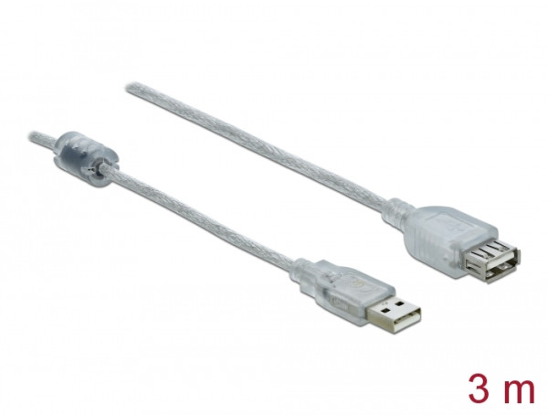 DeLOCK 83884 USB Kabel USB 2.0 3 m USB A Transparent (83884)