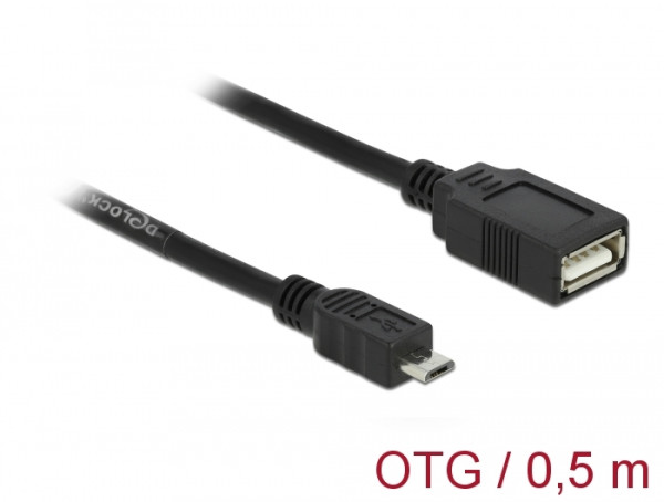 DeLOCK 50cm USB micro-B/USB2.0-A USB Kabel 0,5 m Micro-USB B USB A Schwarz (83183)