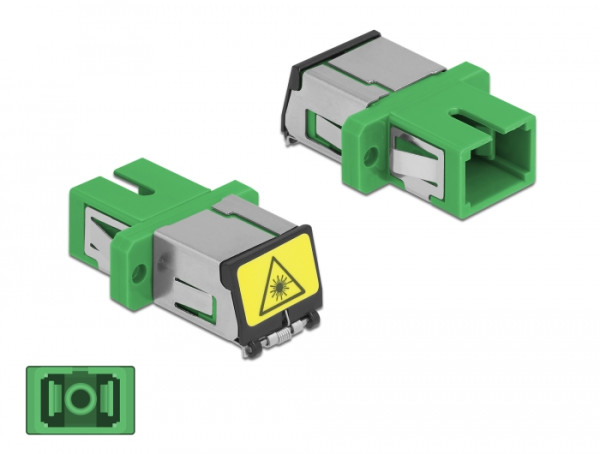 DeLOCK LWL Kupplung mit Laserschutzklappe SC Simplex Buchse zu SC Simplex Buchse Singlemode grün (86887)