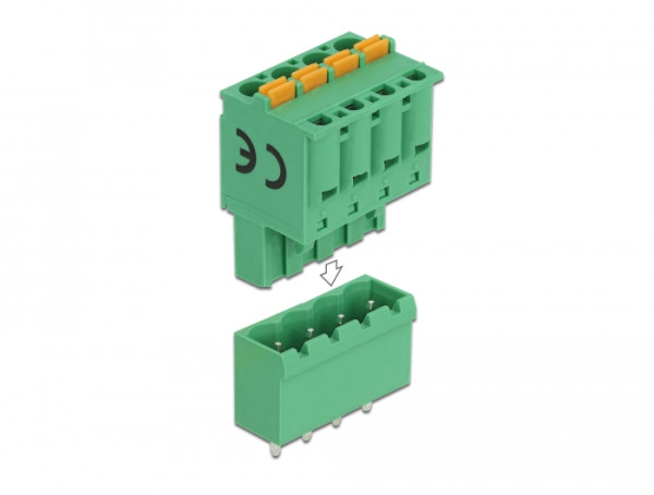 DeLOCK Terminalblock Set für Platine 4 Pin 5,08 mm Rastermaß vertikal (66501)