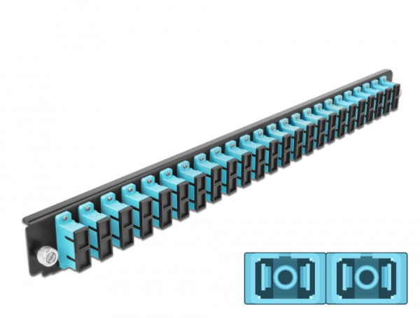 DeLOCK 19″ LWL Spleißbox Frontblende 24 Port SC Duplex aqua (43366)