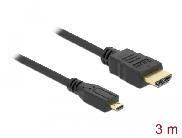 DeLOCK 3m HDMI HDMI-Kabel HDMI Typ A Standard HDMI Typ D Mikrofon Schwarz (82663)