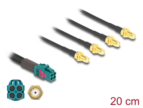 DeLOCK Kabel Mini FAKRA Z Buchse quad zu 4 x SMA Buchse A-Typ Premium (90127)