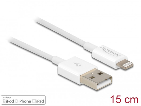 DeLOCK USB Daten- und Ladekabel für iPhone, iPad, iPod weiß 15 cm (83001)