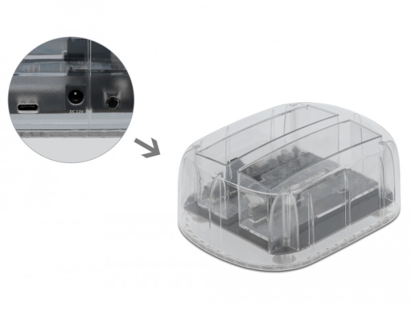 DeLOCK USB Type-C Dockingstation für 2 x SATA HDD / SSD transparent (64090)