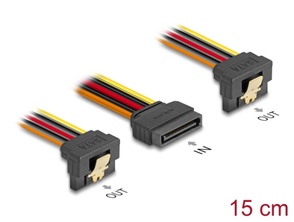 DeLOCK 60145 SATA-Kabel 0,15 m SATA 15-Pin Schwarz, Orange, Rot, Gelb (60145)