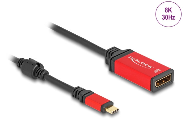 DeLOCK USB Type-C zu DisplayPort Adapter DP Alt Mode 8K 30 Hz mit HDR Funktion rot (60052)