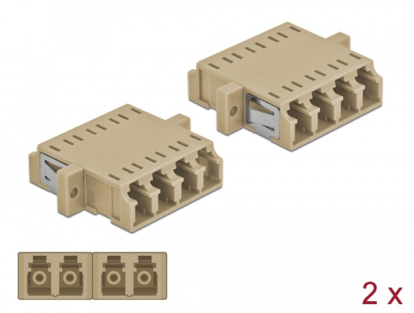 DeLOCK LWL Kupplung LC Quad Buchse zu LC Quad Buchse Multimode 2 Stück beige (86540)