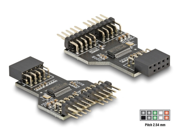 DeLOCK USB 2.0 Hub 9 Pin Pfostenbuchse zu 2 x 9 Pin Pfostenstecker (60045)