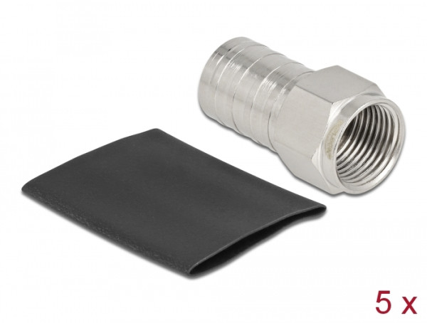 DeLOCK F Stecker zum Crimpen RG-6 mit passendem Schrumpfschlauch (90033)