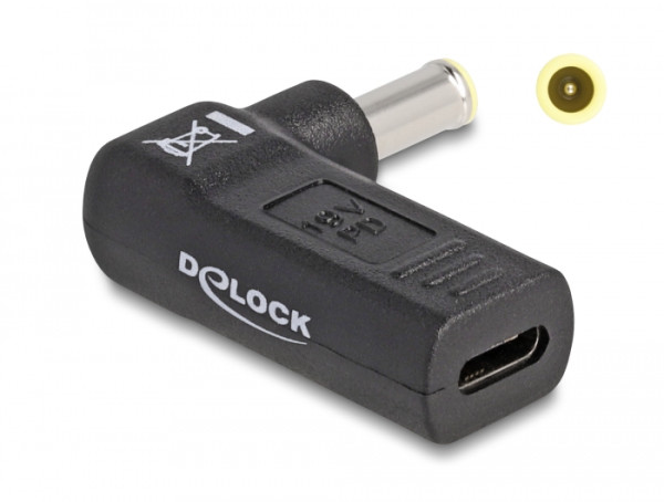 DeLOCK Adapter für Notebook Ladekabel USB Type-C Buchse zu Samsung 5,5 x 3,0 mm Stecker 90° gewinkelt (60013)