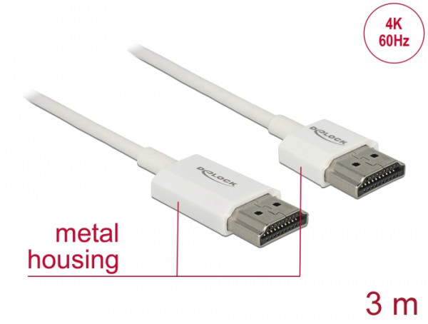 DeLOCK 85138 HDMI-Kabel 3 m HDMI Typ A Standard Weiß (85138)