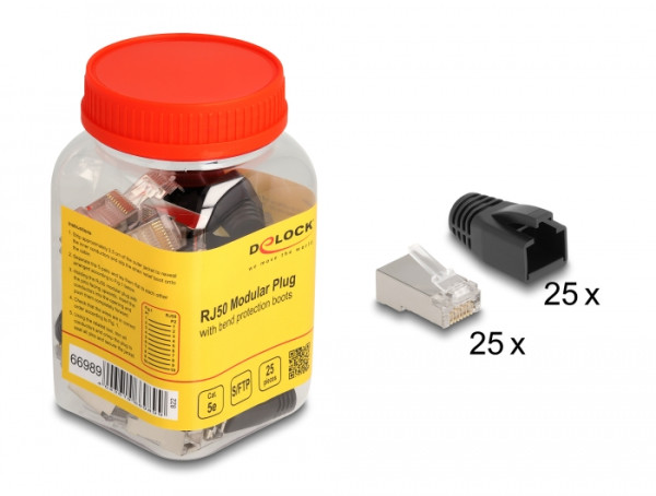 DeLOCK RJ50 Modularer Stecker Cat.5e mit Knickschutztülle 25er Set (66989)