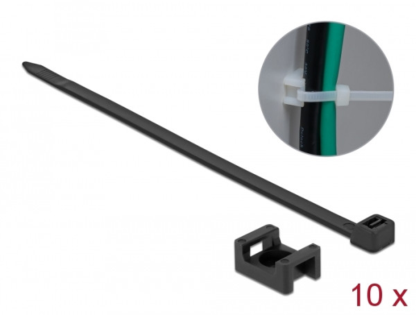 DeLOCK 18886 Kabelbinder Kabelbinder zur Schraubmontage Nylon Schwarz 10 Stücke (18886)