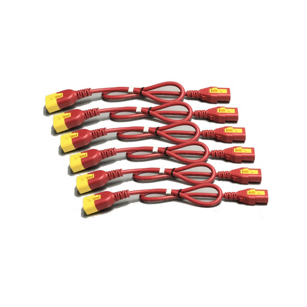 APC Power Cord Kit 6ea Locking C13 TO C14 0.6m Red (AP8702S-WWX340)