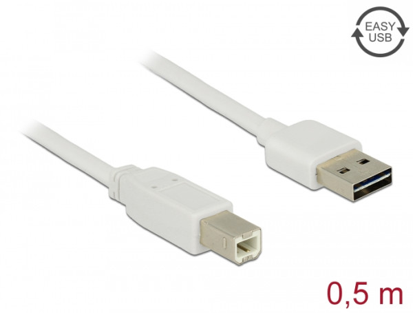 DeLOCK 0.5m, USB2.0-A/USB2.0-B USB Kabel 0,5 m USB A USB B Weiß (83685)