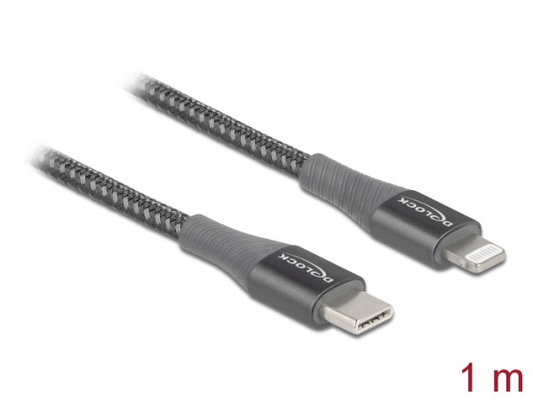 DeLOCK Daten- und Ladekabel USB Type-C zu Lightning für iPhone, iPad und iPod grau 1 m MFi (86631)