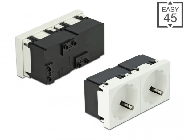 DeLOCK Easy 45 Schutzkontakt-Steckdose 2-fach 45°-Anordnung 45 x 45 mm (81423)