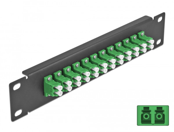 DeLOCK 10″ LWL Patchpanel 12 Port LC Duplex grün 1 HE schwarz (66766)
