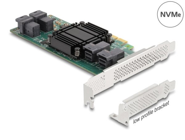 DeLOCK PCI Express x8 Karte zu 4 x intern SFF-8643 NVMe - Low Profile Formfaktor (90585)